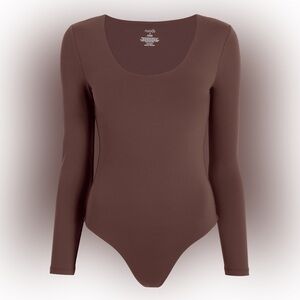 Nuuds Long Sleeve Scoop Neck Bodysuit - Coffee XL